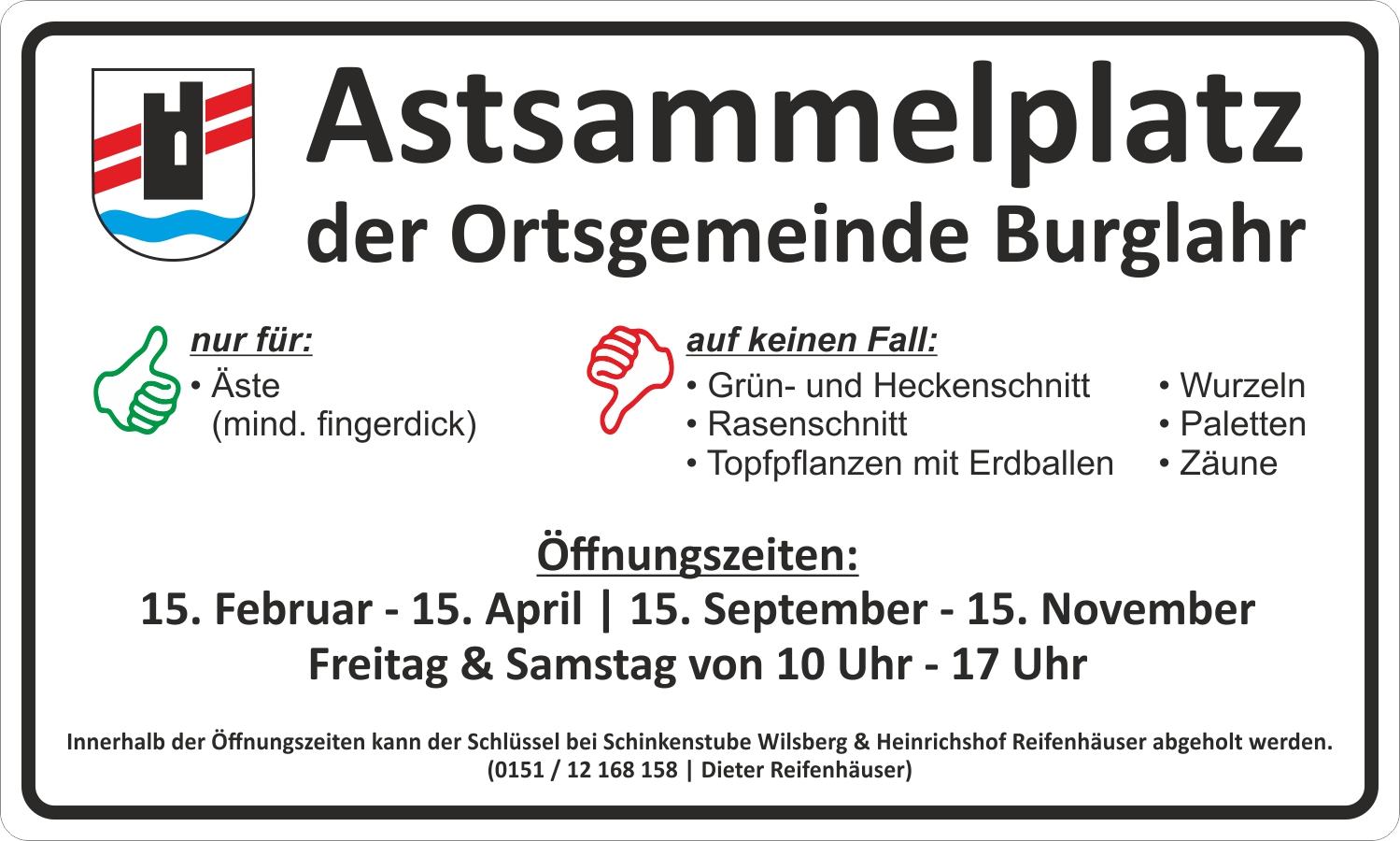 Schild Astsammelplatz Burglahr